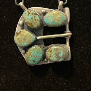 Turquoise Belt Buckle Necklace